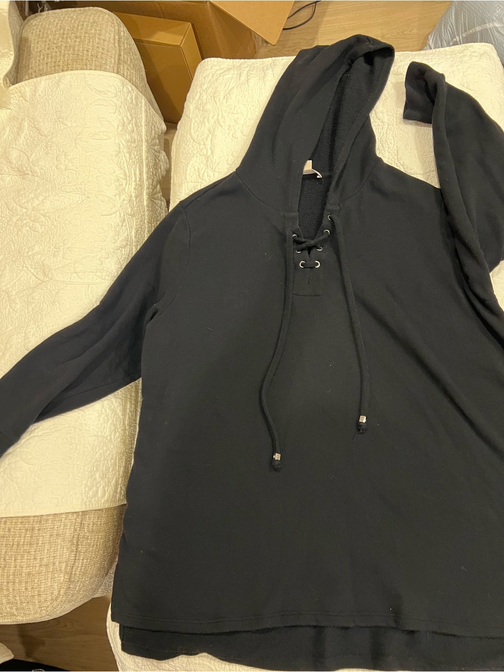 MICHAEL Michael Kors Black Lace-Up Hooded Sweatshirt